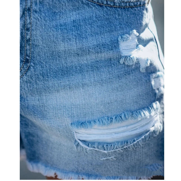 Fringed Denim Shorts Ripped Stitching Ladies Jeans Shorts Women - Sport Girls USA