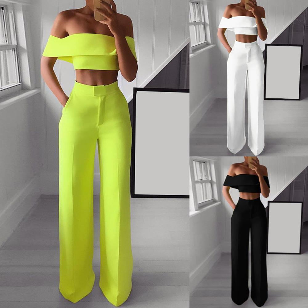 Women  Strapless  and Wide Leg Pants Sexy Two Piece Outfits - Sport Girls USA