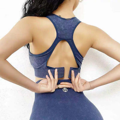 Running Shockproof Gathers Stereotyped Vest-style Anti-sagging Fitness Yoga Bra Set - Sport Girls USA