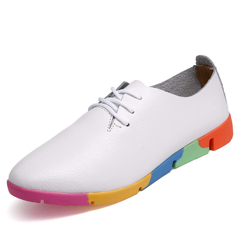 Pointed Shoes Women Leather White Shoes - Sport Girls USA