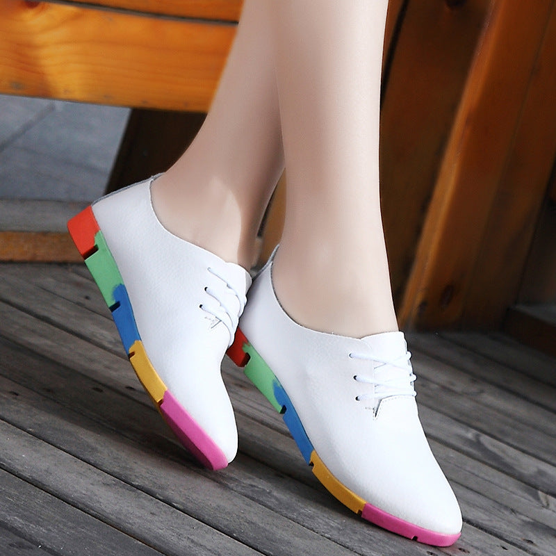 Pointed Shoes Women Leather White Shoes - Sport Girls USA