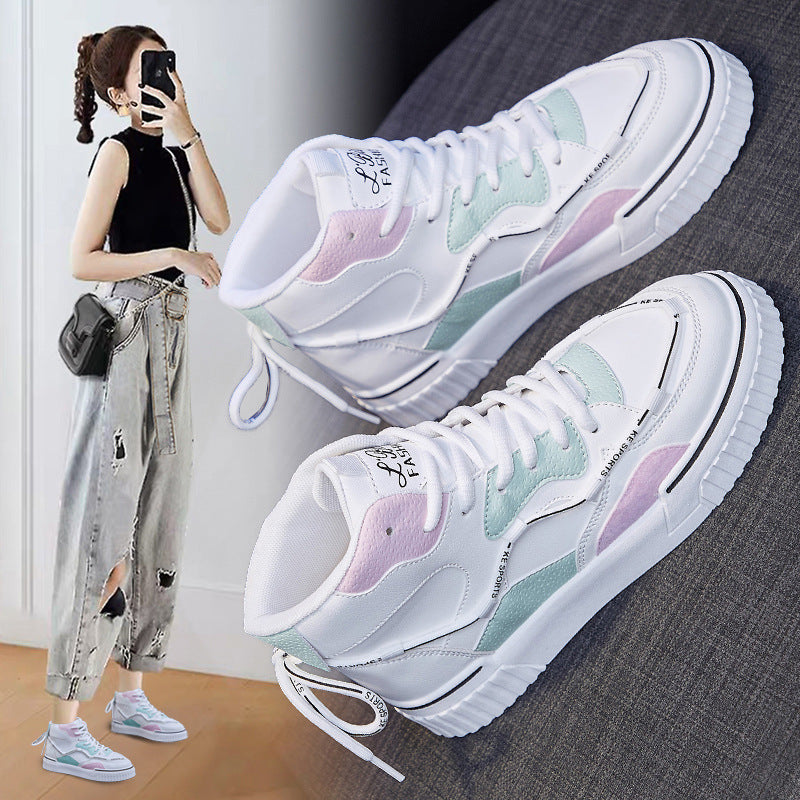 High Top White Shoes Women Flat Running Shoes Women - Sport Girls USA