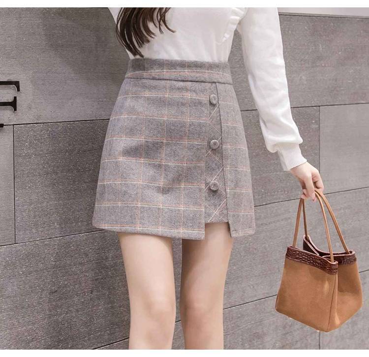 Plaid Skirt Women Irregular Woolen  Short Skirt - Sport Girls USA